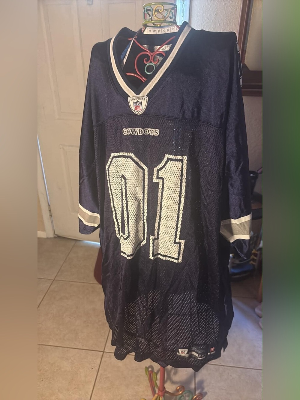 Reebok Navy and White Kids Football Jersey #01 comes with all star pants lg unis